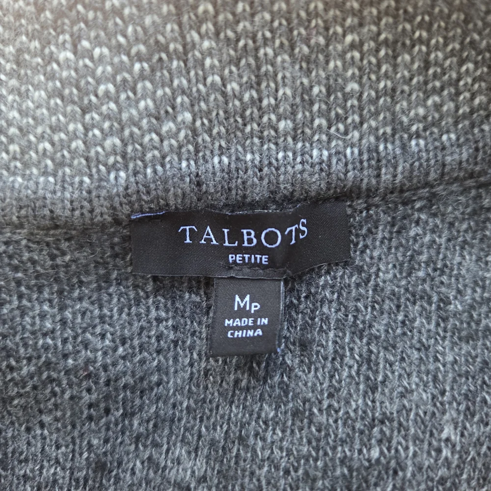 Talbots Wool Blend Womens Charcoal Knit‎ Sweater Cardigan